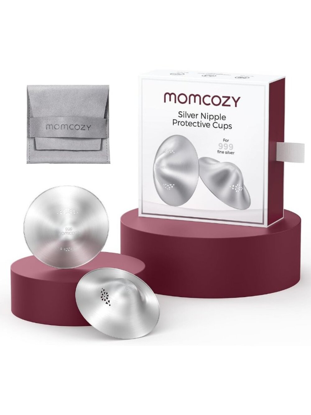 Silver Nursing Cups - Perforated Breathable Design, XL Size for Comfort
